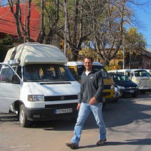 Our friend Cristian with a lot of Volkswagen campers